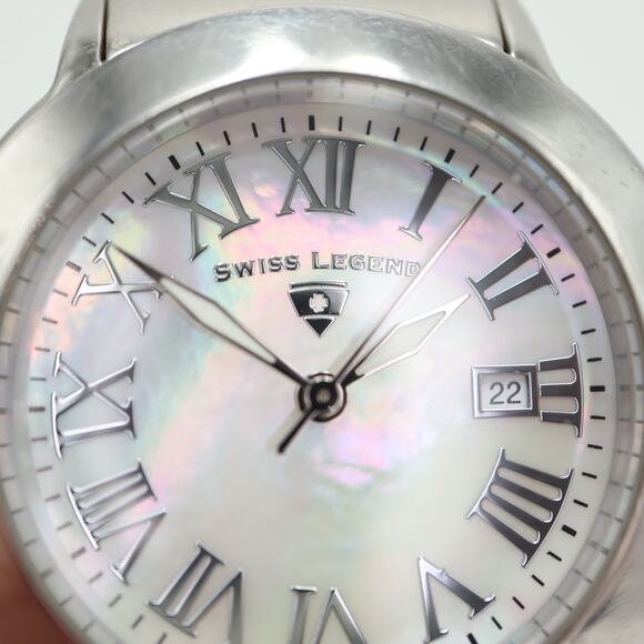 Swiss Legend South Beach MOP Watch 36mm Silver Tone White Leather w New Battery main image 11